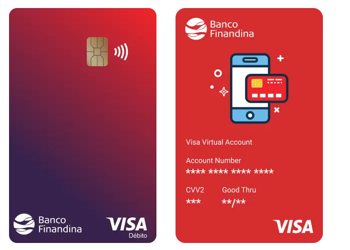 Tarjetas débito física y digital Finandina