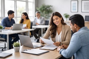 Latinas Working in an Insurance Office Without Advertising-1