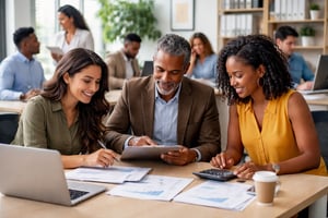 Latinas and Afroamerican Professionals in an Insurance Office-1