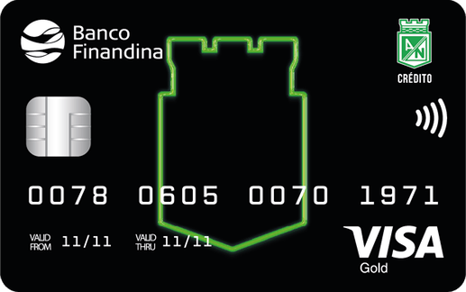 tarjeta de crédito atletico nacional vista de frente